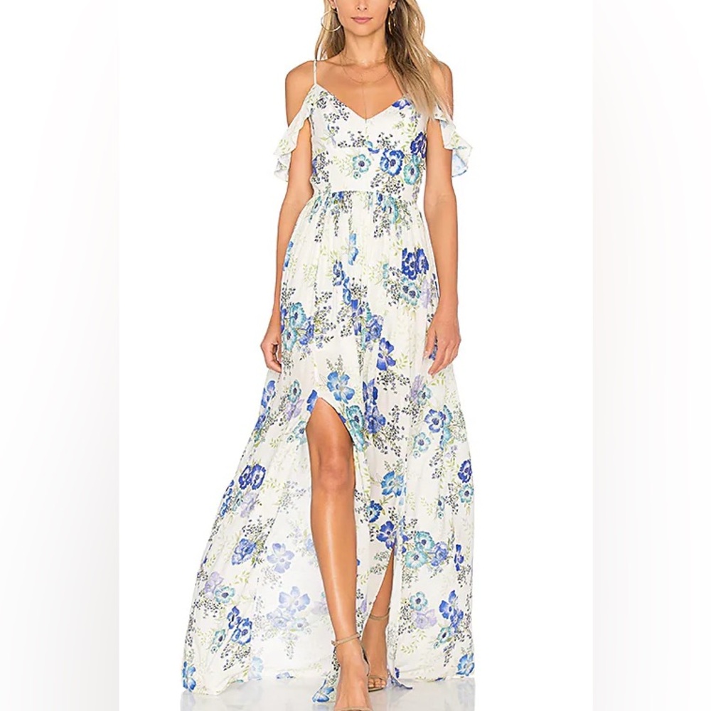 Amanda Uprichard Wren Blue Floral Maxi Dress Sz Petite